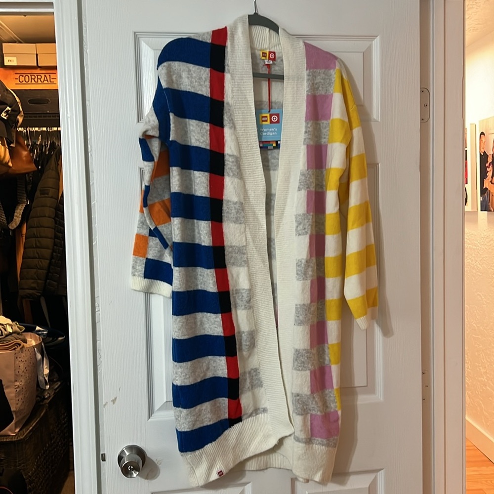 Target color block striped lego cardigan Lego Collection X
NWT small